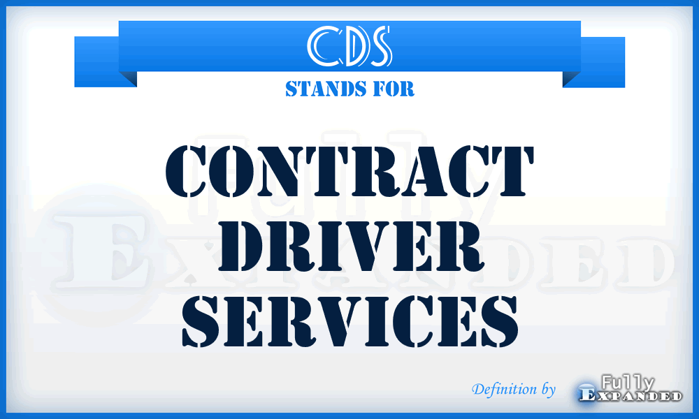 CDS - Contract Driver Services