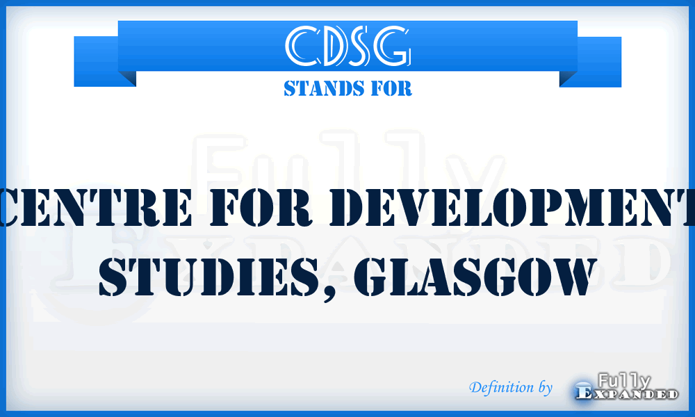 CDSG - Centre for Development Studies, Glasgow