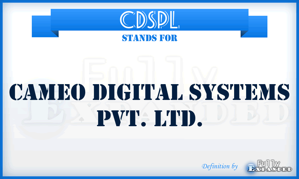 CDSPL - Cameo Digital Systems Pvt. Ltd.