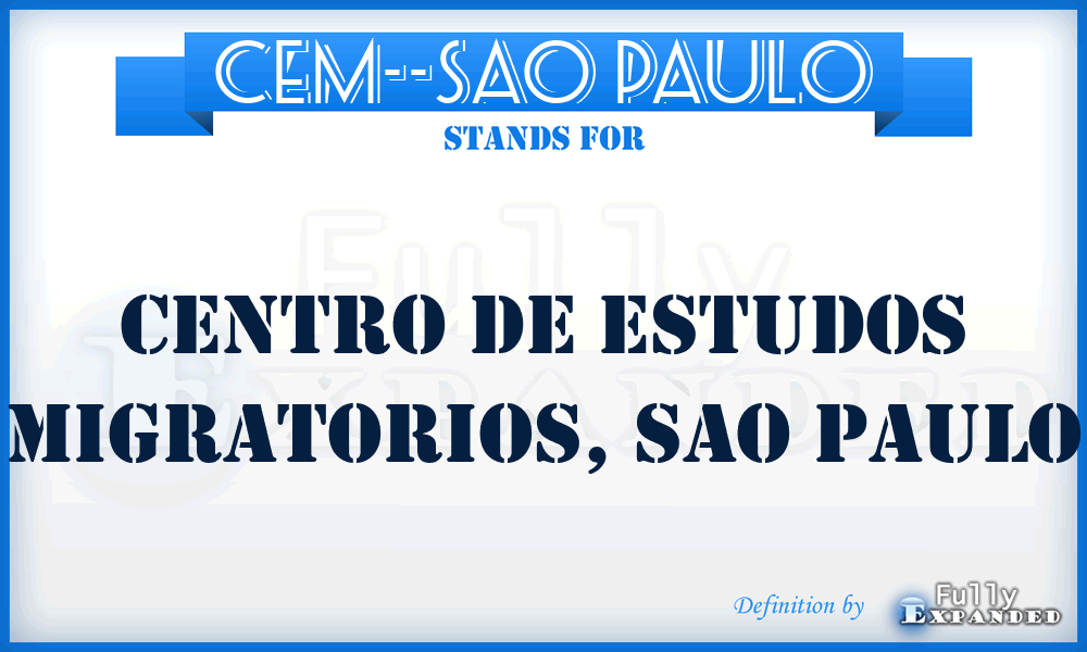 CEM--Sao Paulo - Centro de Estudos Migratorios, Sao Paulo