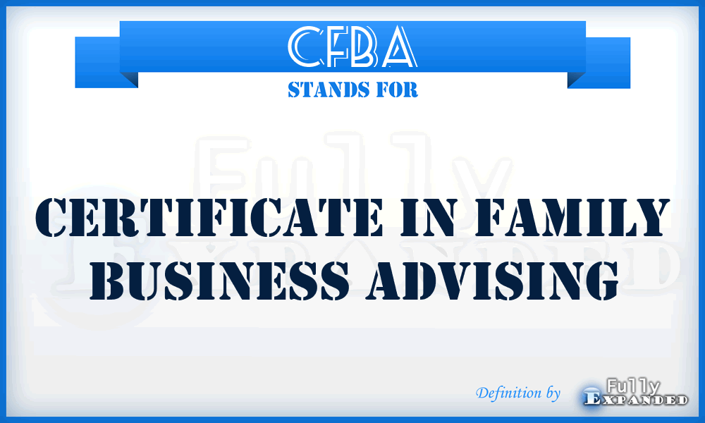 CFBA - Certificate in Family Business Advising