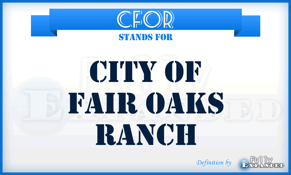 CFOR - City of Fair Oaks Ranch