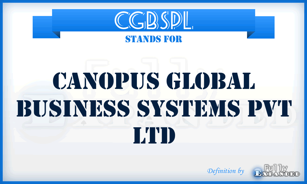 CGBSPL - Canopus Global Business Systems Pvt Ltd