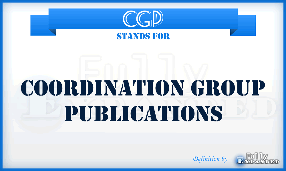 CGP - Coordination Group Publications