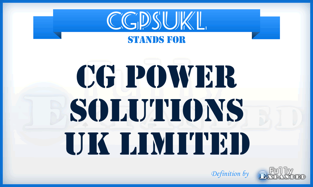 CGPSUKL - CG Power Solutions UK Limited