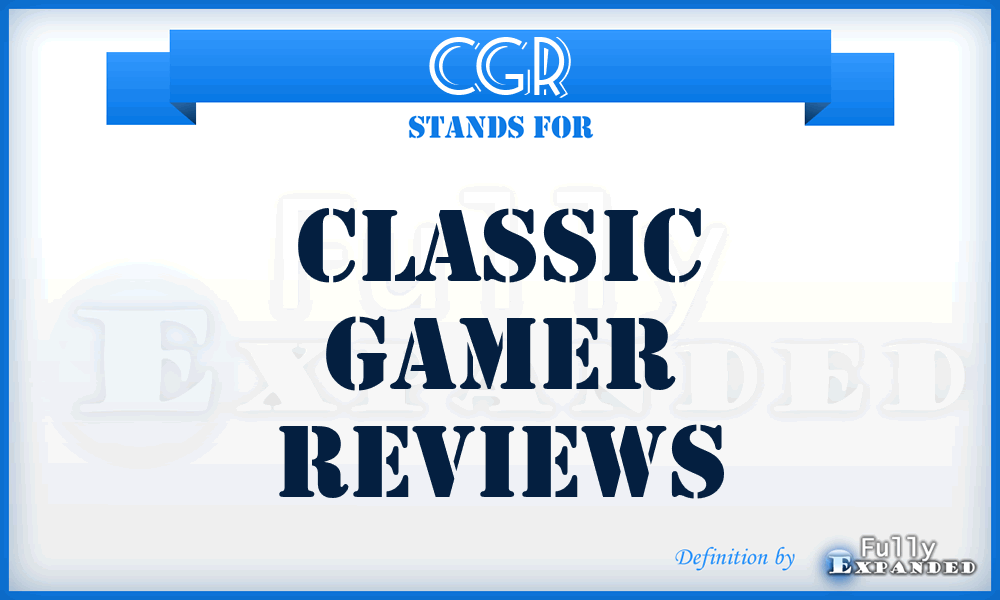 CGR - Classic Gamer Reviews