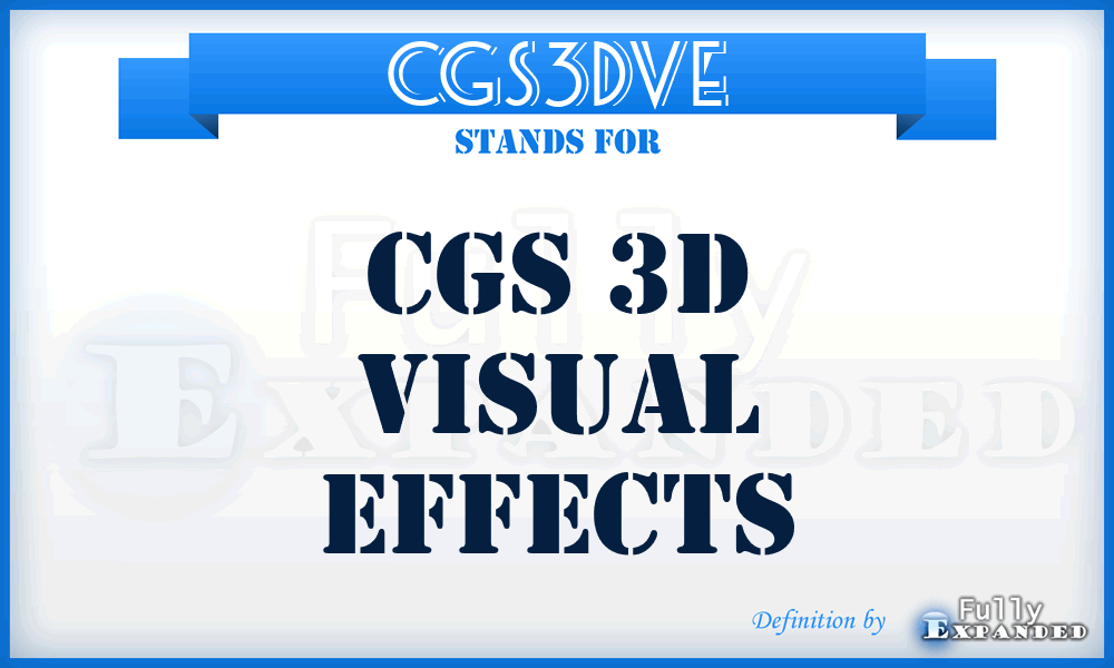 CGS3DVE - CGS 3D Visual Effects
