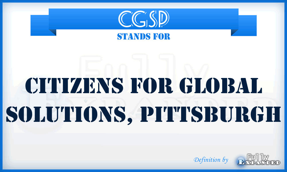 CGSP - Citizens for Global Solutions, Pittsburgh