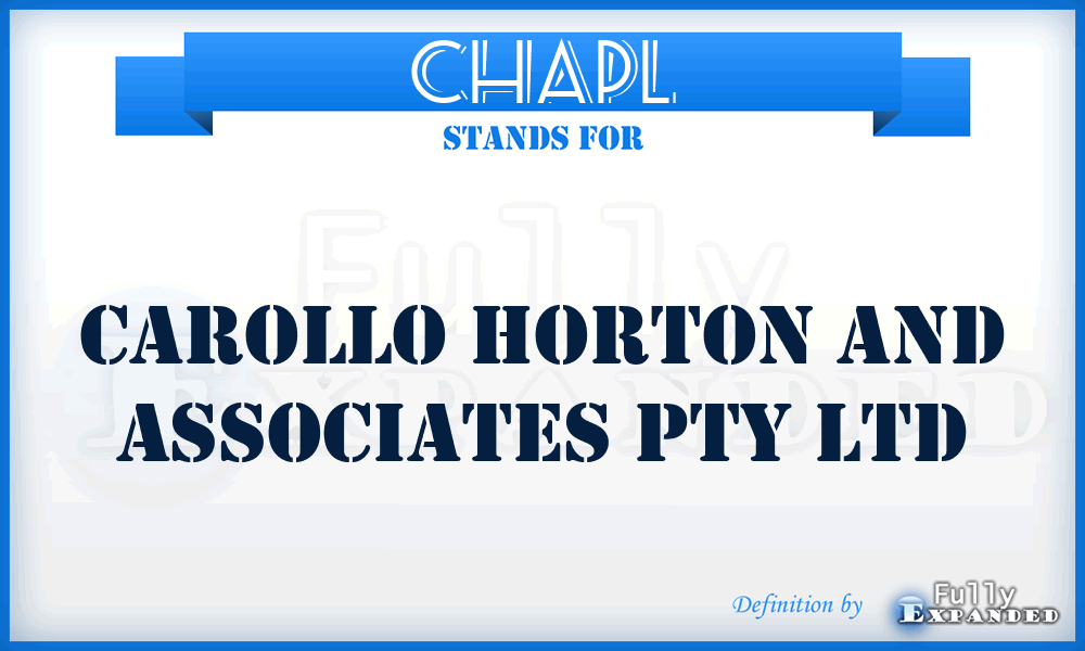 CHAPL - Carollo Horton and Associates Pty Ltd