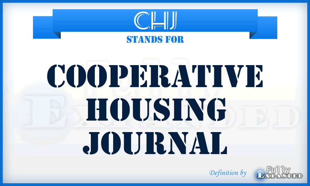 CHJ - Cooperative Housing Journal