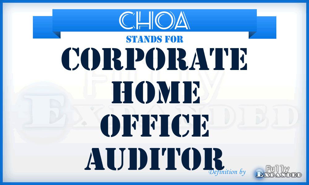 CHOA - corporate home office auditor
