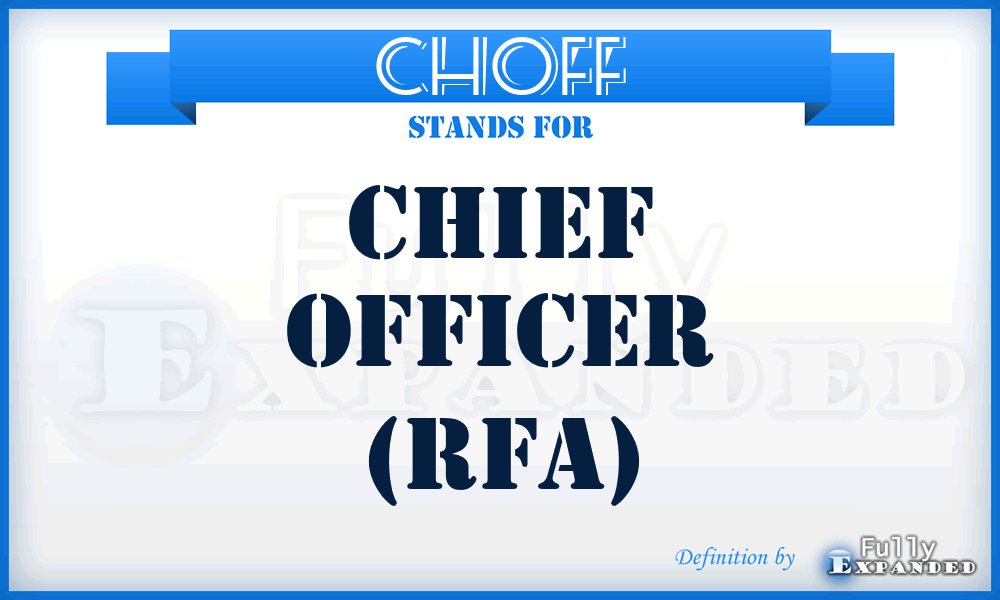 CHOFF - Chief Officer (RFA)
