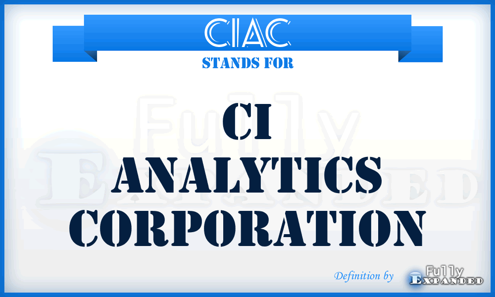 CIAC - CI Analytics Corporation