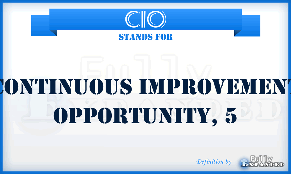 CIO - continuous improvement opportunity, 5