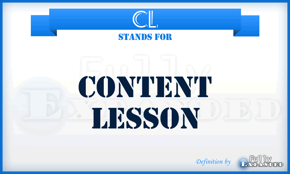CL - Content Lesson