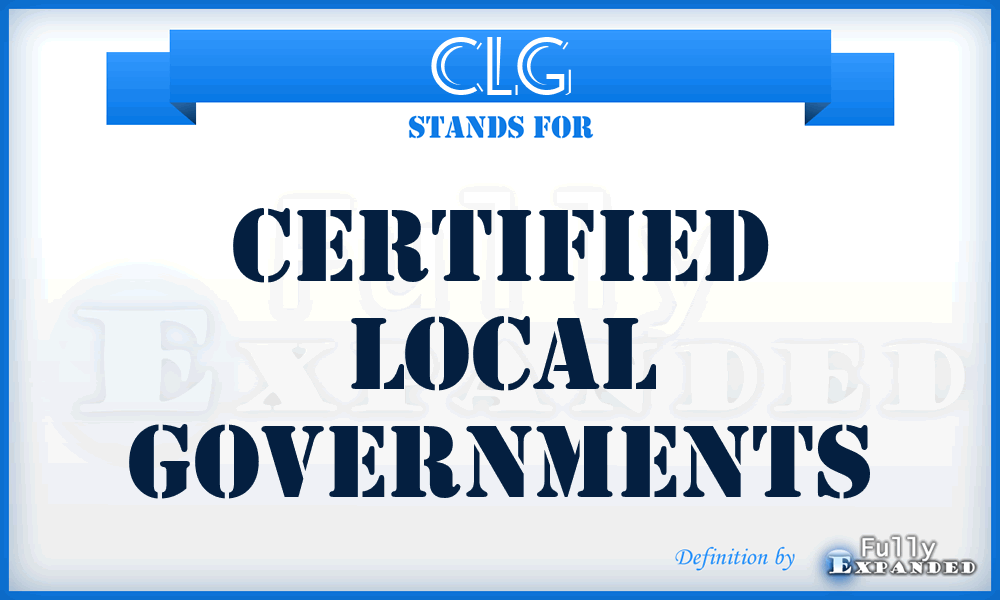 CLG - Certified Local Governments