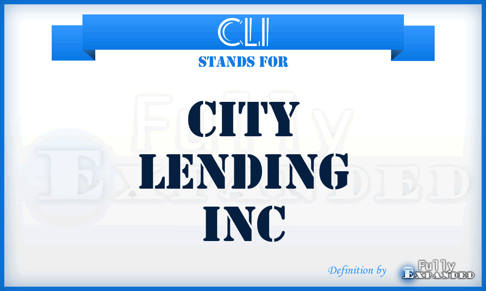 CLI - City Lending Inc