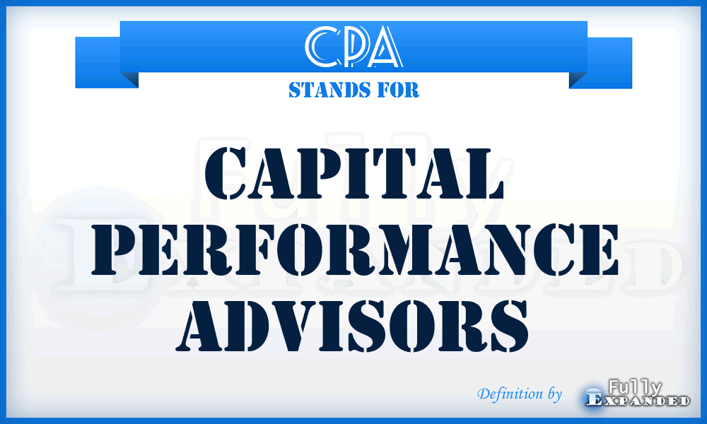 CPA - Capital Performance Advisors