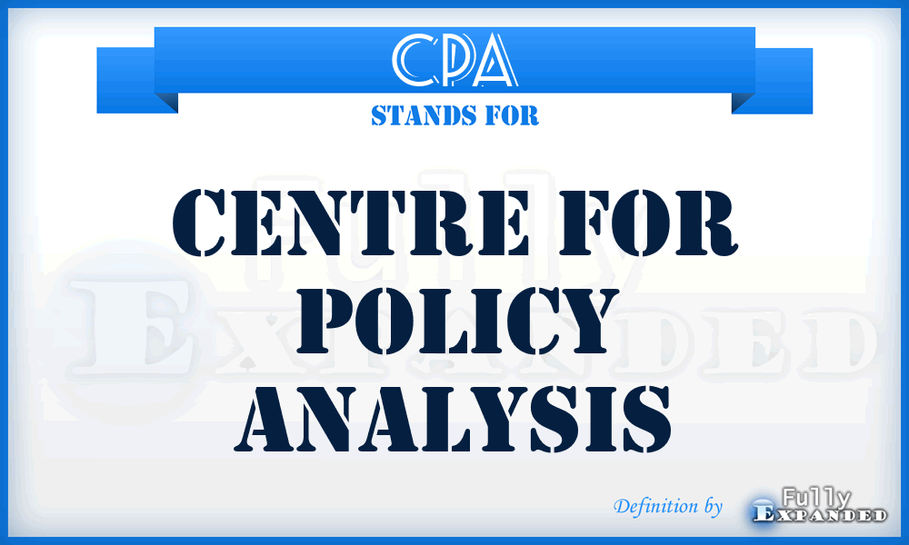 CPA - Centre for Policy Analysis