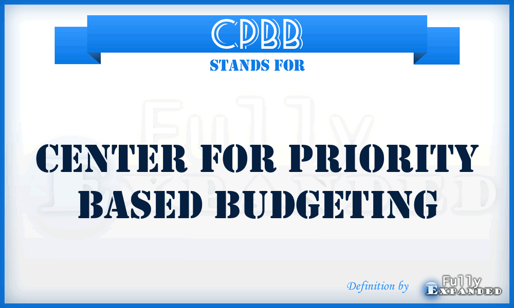 CPBB - Center for Priority Based Budgeting