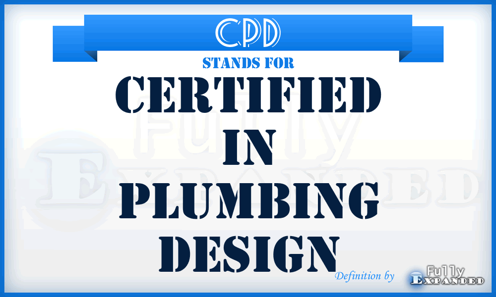 CPD - Certified in Plumbing Design
