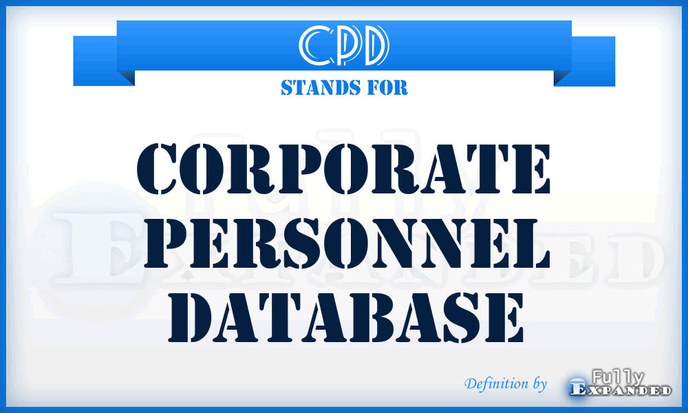 CPD - Corporate Personnel Database