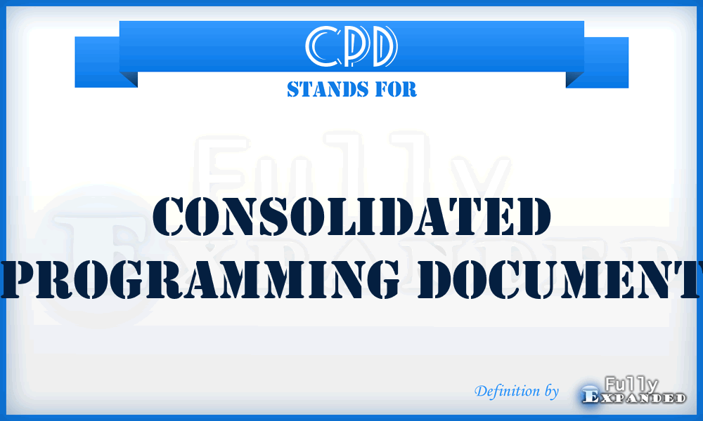 CPD - consolidated programming document