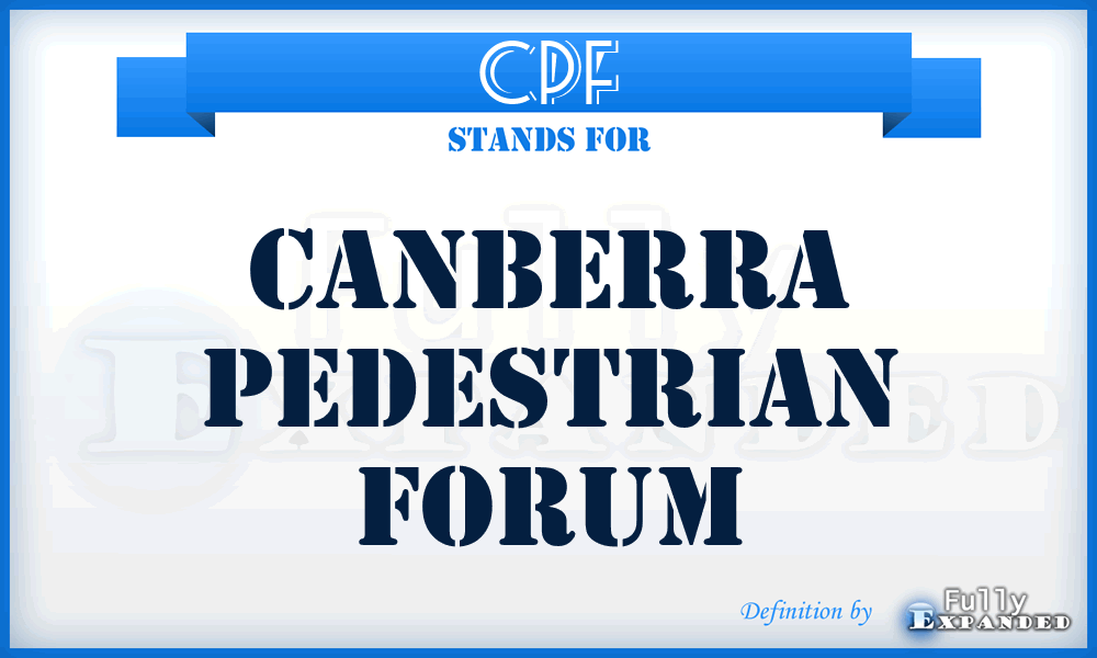 CPF - Canberra Pedestrian Forum
