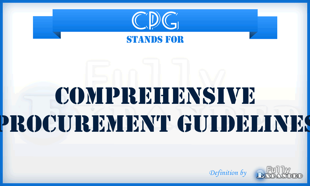 CPG - Comprehensive Procurement Guidelines