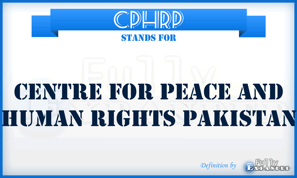 CPHRP - Centre for Peace and Human Rights Pakistan