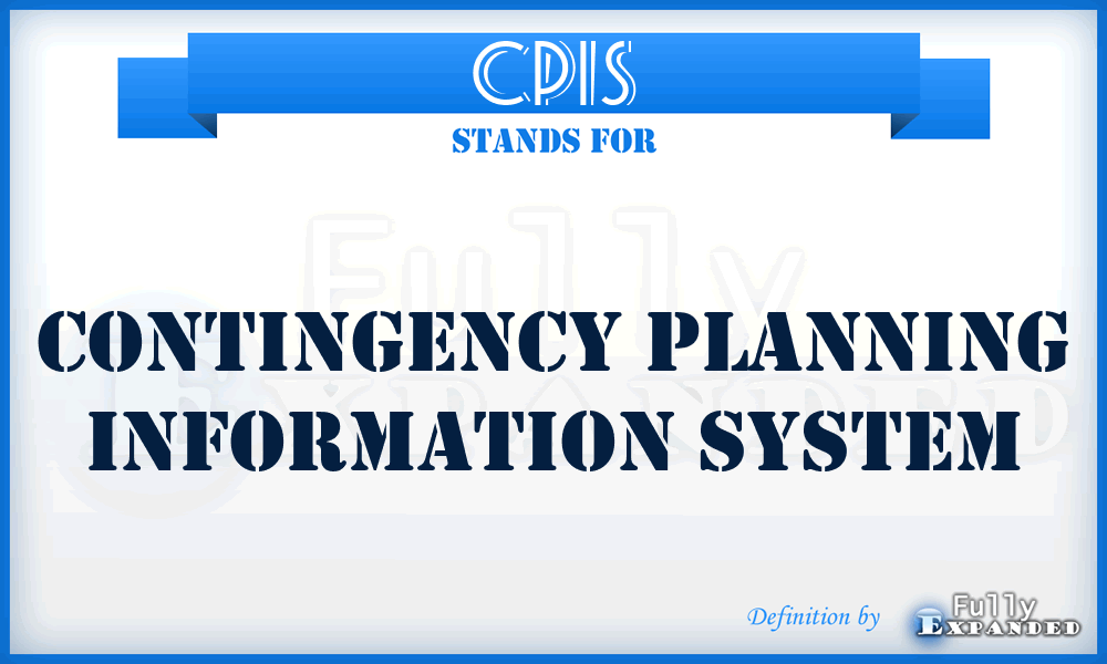 CPIS - contingency planning information system