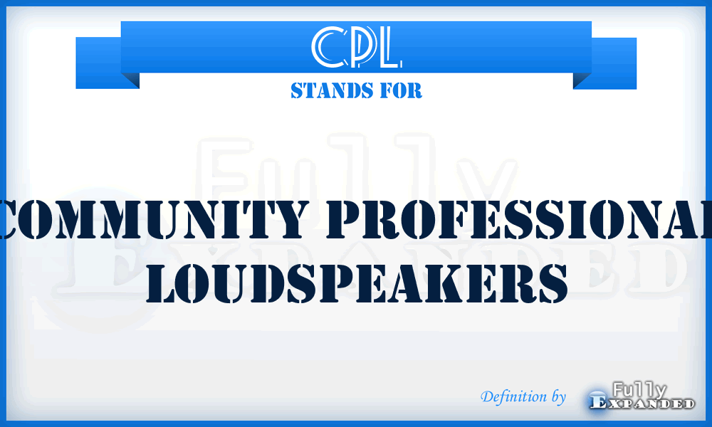 CPL - Community Professional Loudspeakers