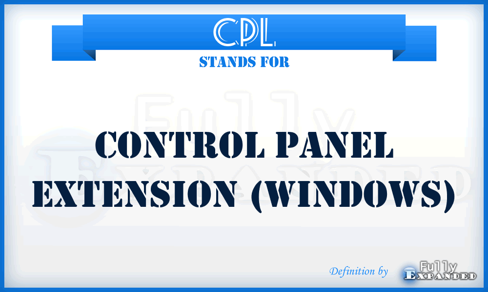 CPL - Control panel extension (Windows)