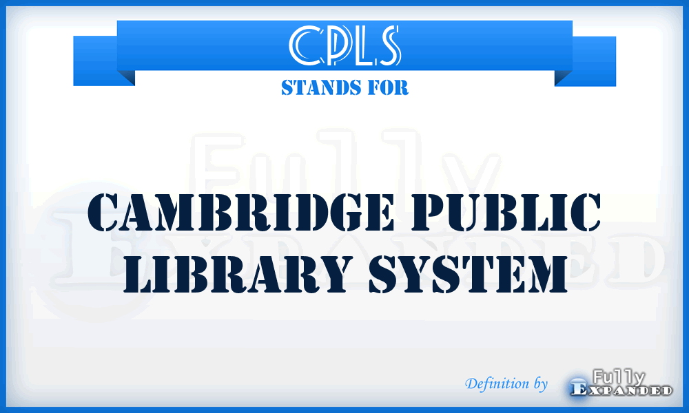 CPLS - Cambridge Public Library System