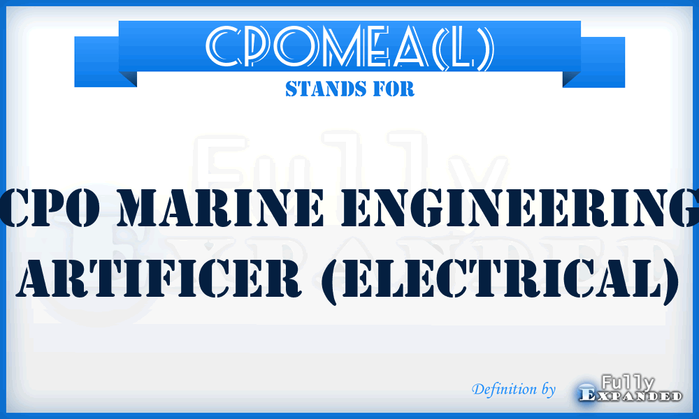 CPOMEA(L) - CPO Marine Engineering Artificer (Electrical)