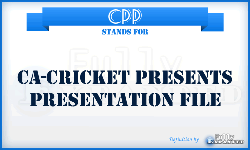 CPP - CA-Cricket Presents Presentation file