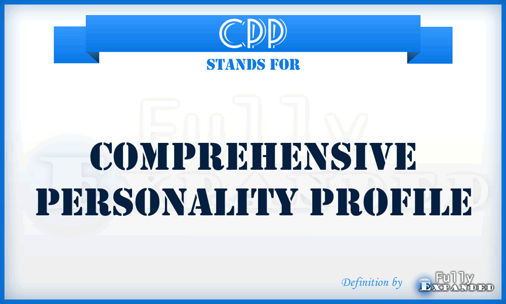 CPP - Comprehensive Personality Profile