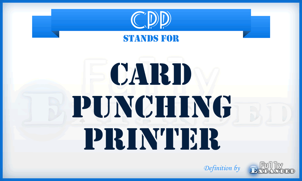 CPP - card punching printer