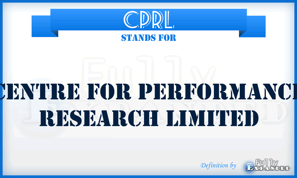 CPRL - Centre for Performance Research Limited