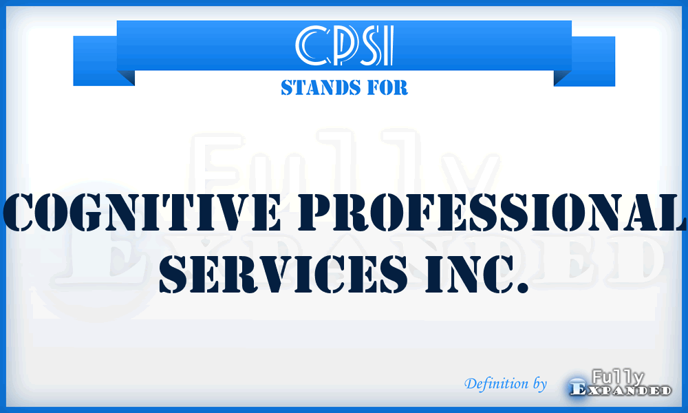 CPSI - Cognitive Professional Services Inc.