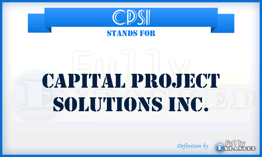 CPSI - Capital Project Solutions Inc.