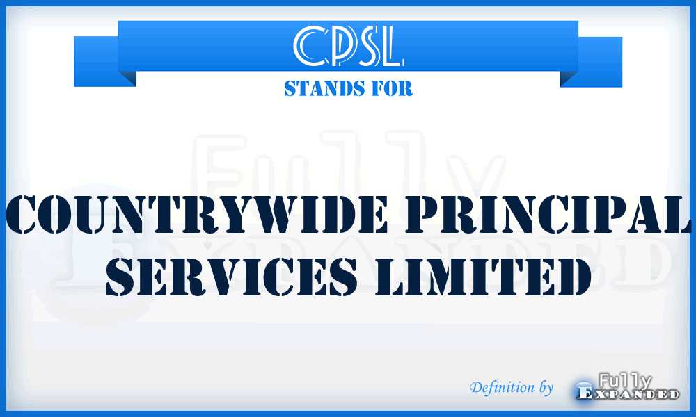 CPSL - Countrywide Principal Services Limited