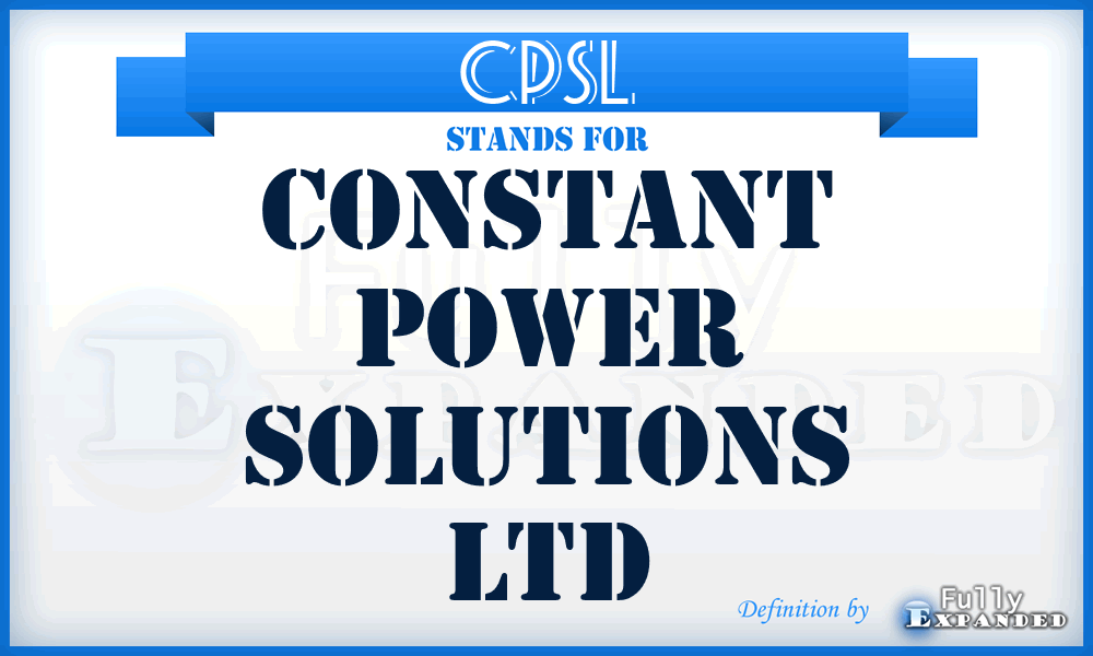 CPSL - Constant Power Solutions Ltd