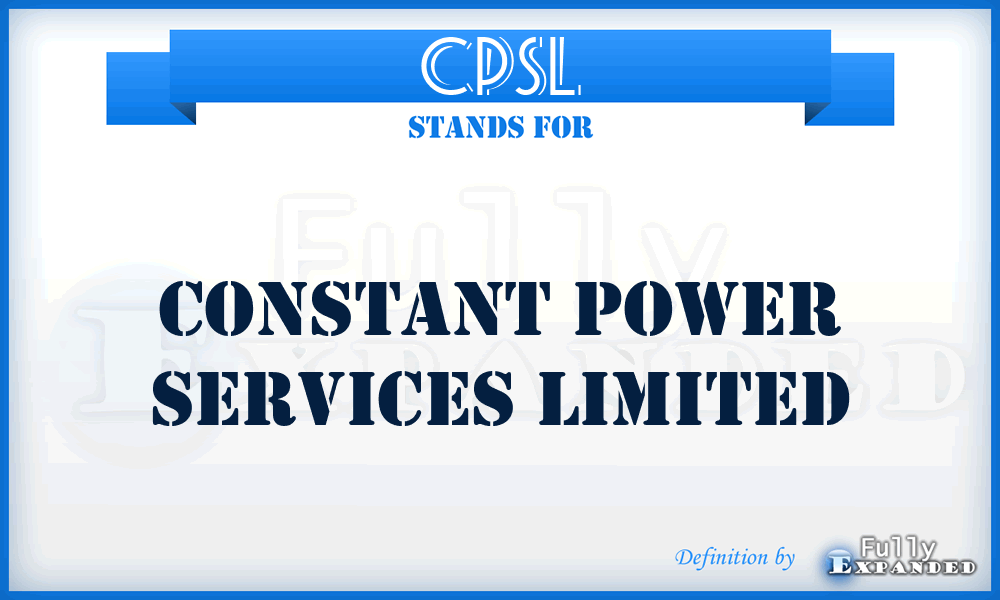 CPSL - Constant Power Services Limited