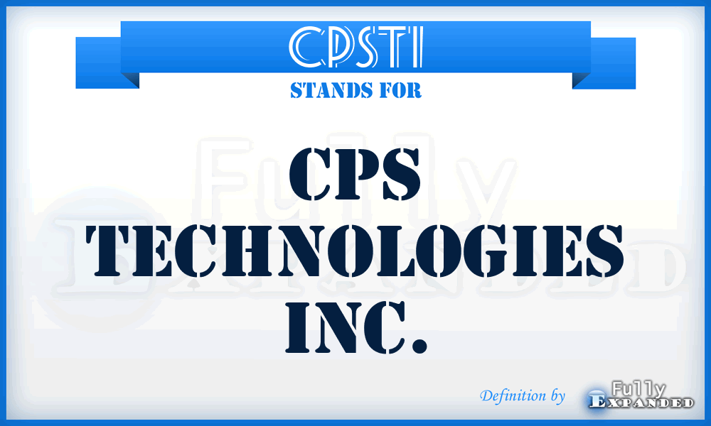 CPSTI - CPS Technologies Inc.