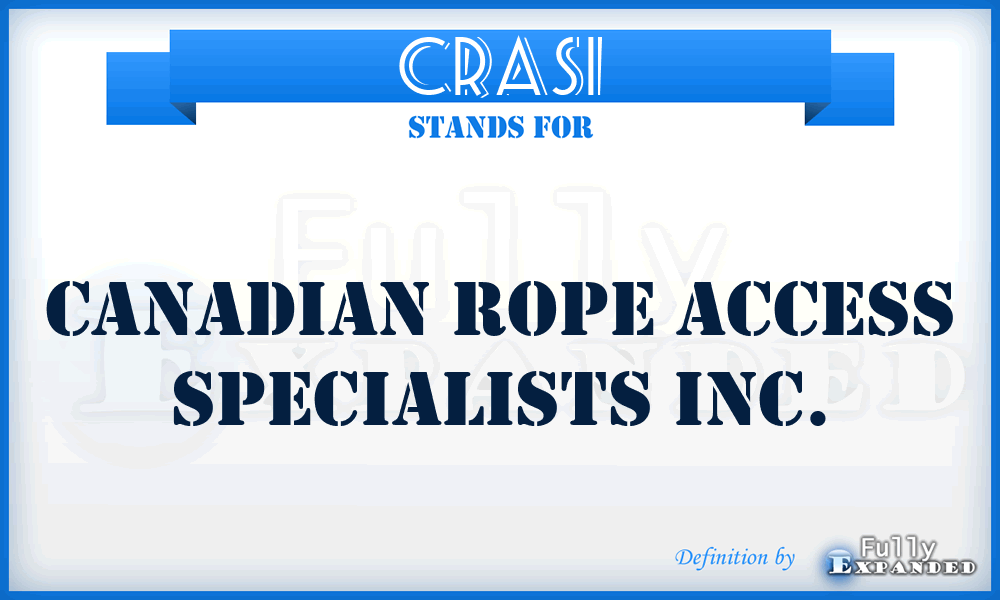 CRASI - Canadian Rope Access Specialists Inc.