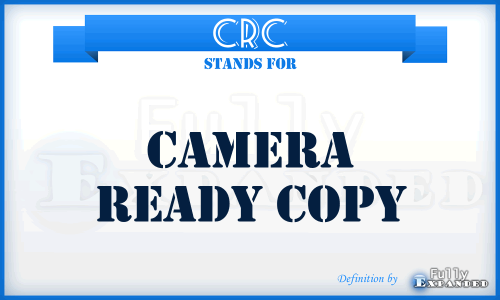 CRC - Camera Ready Copy