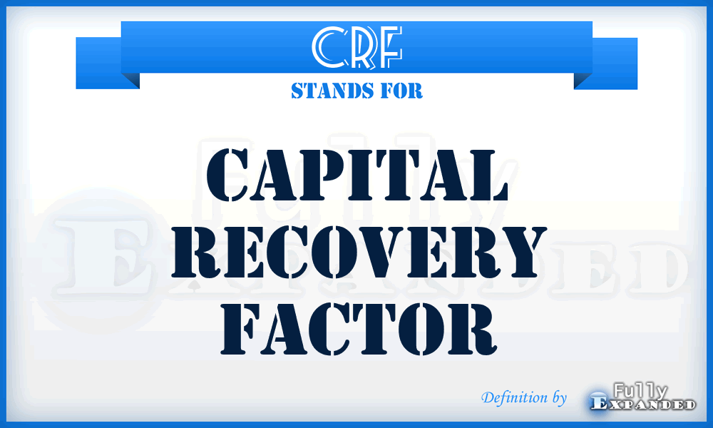 CRF - capital recovery factor