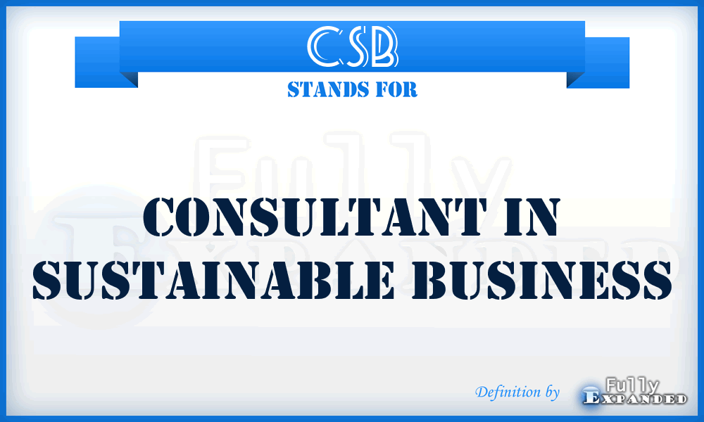 CSB - Consultant in Sustainable Business