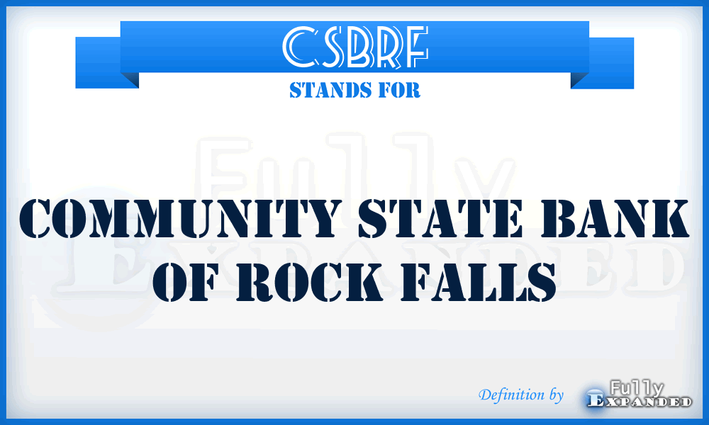 CSBRF - Community State Bank of Rock Falls